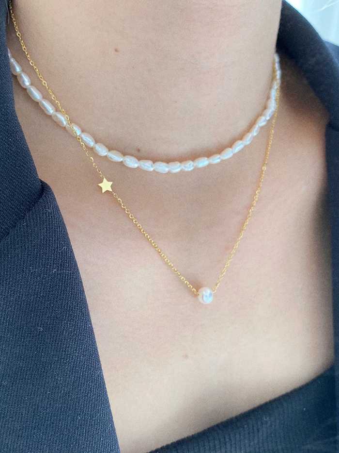 Titan Stahl Zirkonia Runde minimalistische mehrsträngige Halskette