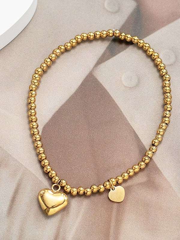 Titanium Steel Bead Heart Vintage Beaded Bracelet
