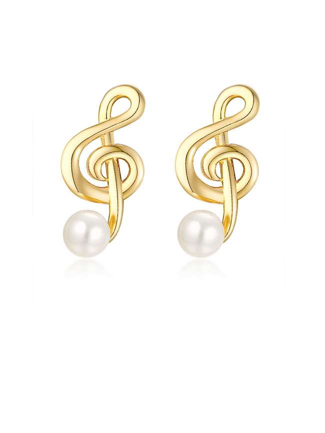 Boucles d'oreilles pendantes minimalistes géométriques blanches en perle d'imitation cuivre