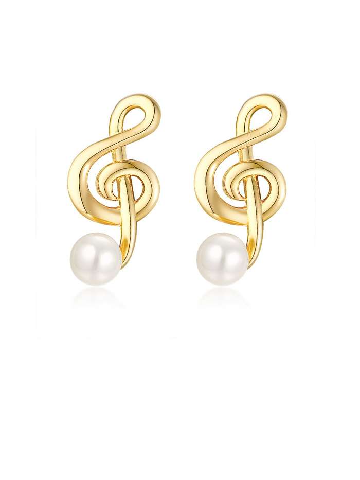 Boucles d'oreilles pendantes minimalistes géométriques blanches en perle d'imitation cuivre