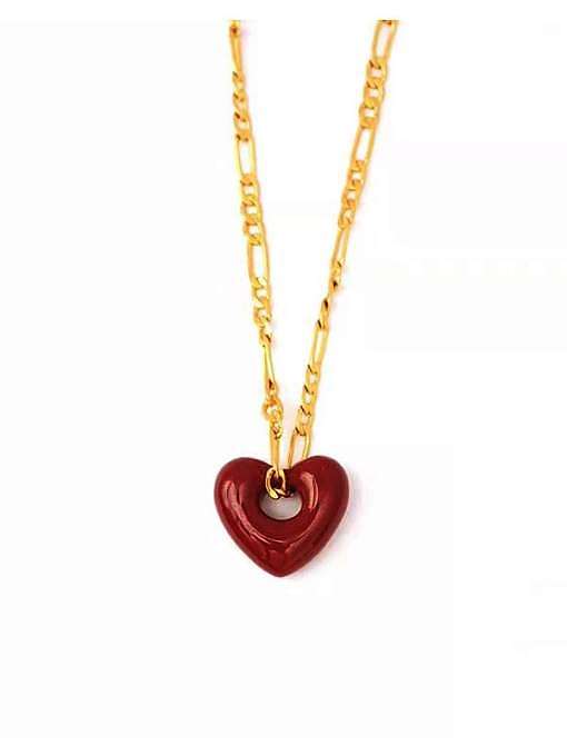 Brass Enamel Heart Minimalist Multi Strand Necklace