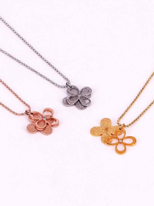 Titanium Cubic Zirconia Clover Dainty Necklace