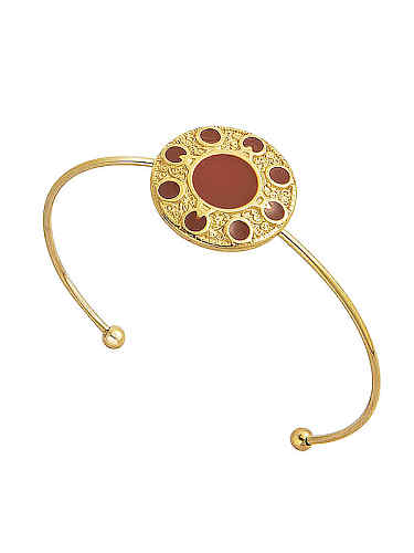 Titanium Steel Enamel Round Vintage Cuff Bangle