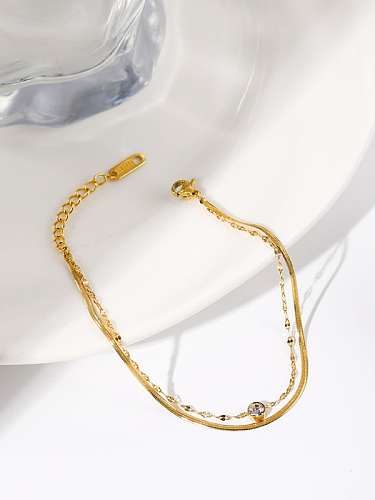 Stainless steel Cubic Zirconia Geometric Dainty Strand Bracelet