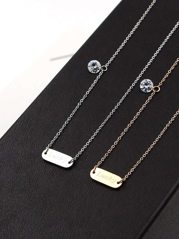 Titanium Cubic Zirconia Oval Trend Necklace