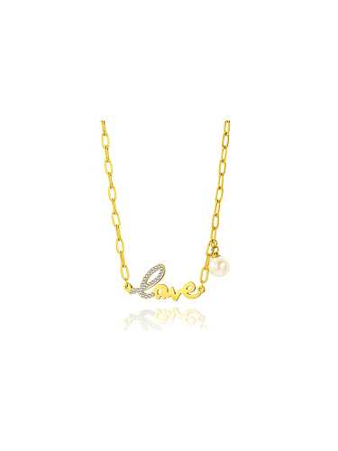 Stainless steel Cubic Zirconia Letter Dainty Necklace