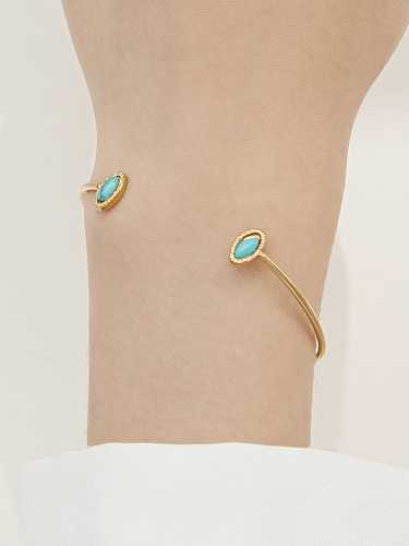 Titanium Steel Turquoise Water Drop Vintage Cuff Bangle