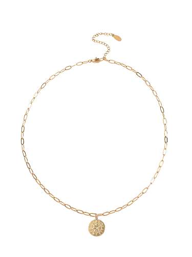 Runde Halskette im Vintage-Design mit geprägtem Sternenmuster aus Edelstahl mit eingelegten Zirkonen