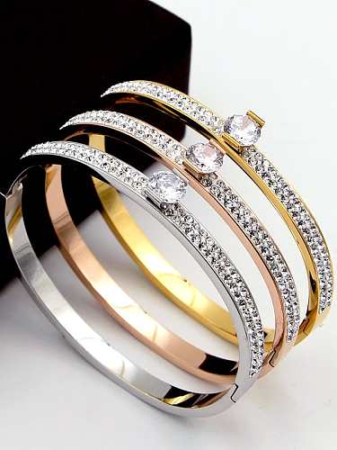 Titanium Cubic Zirconia Dainty Band Bangle