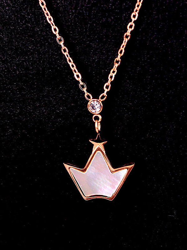 Titanium Shell Crown Minimalist pendant Necklace