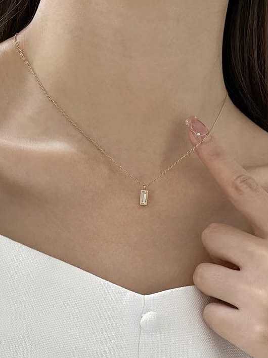 Titan Stahl Zirkonia Rechteck minimalistische Halskette