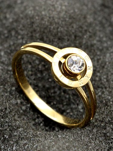 Titanium Cubic Zirconia Number Minimalist Band Ring