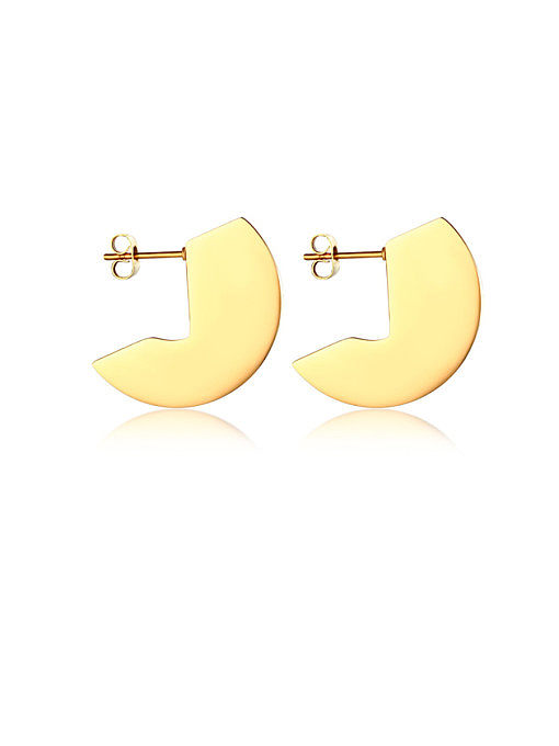 Stainless steel retro sector Disc Earrings