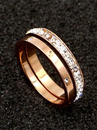 Titanium Cubic Zirconia White Geometric Classic Stackable Ring