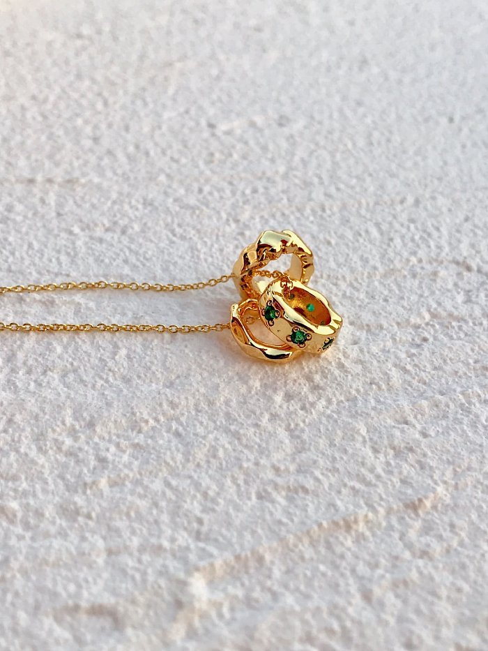 Copper Emerald Green Round Minimalist Choker Necklace