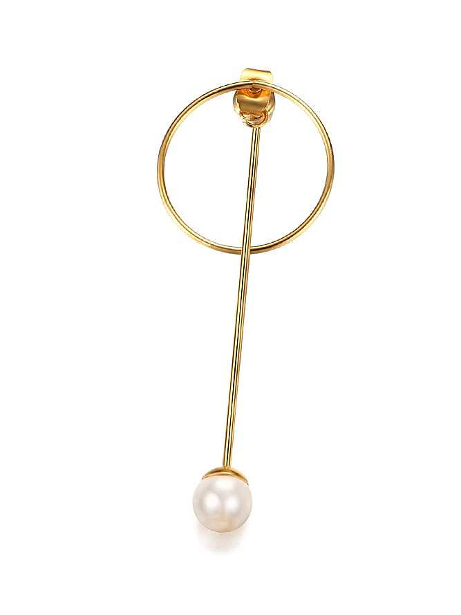 Stainless Steel Imitation Pearl White Round Minimalist Drop Earring