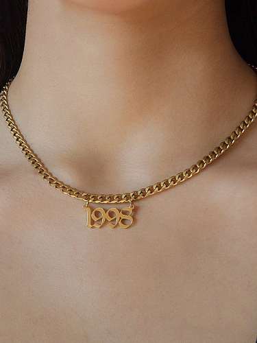 Titanium Steel Number Vintage Letter Pendant Necklace