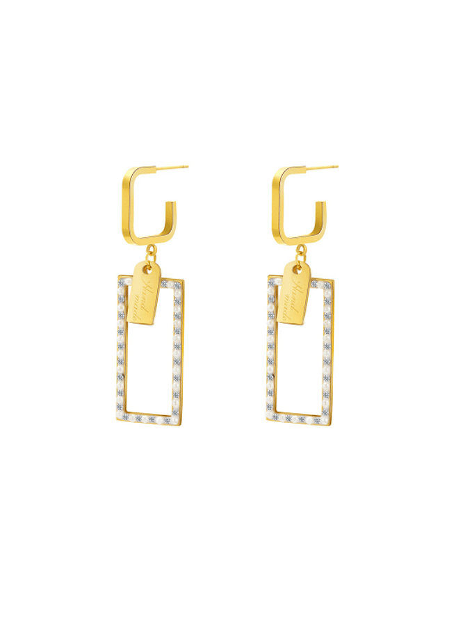 Titanium Steel Rhinestone Geometric Minimalist Drop Earring