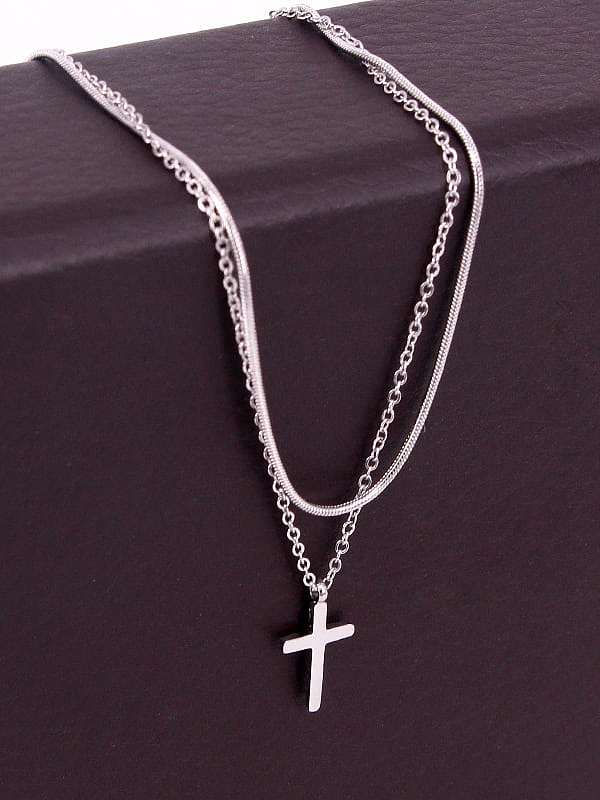 Titanium cross Minimalist Multi Strand Necklace