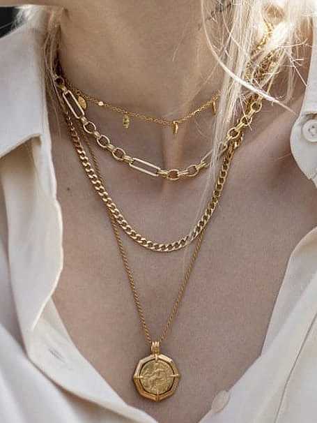 Brass Geometric chain Minimalist Necklace