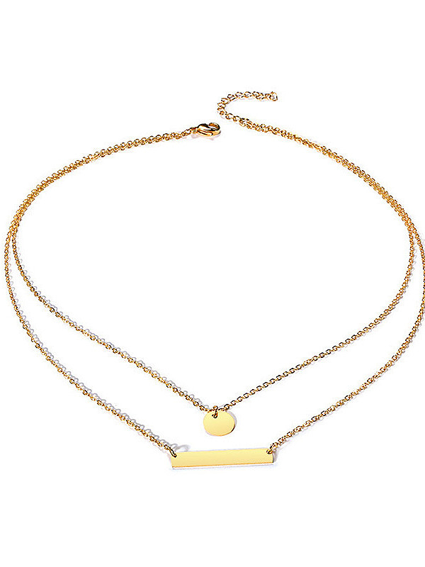Stainless Steel With Minimalist Style Circular Rectangle Multi Strand Necklaces