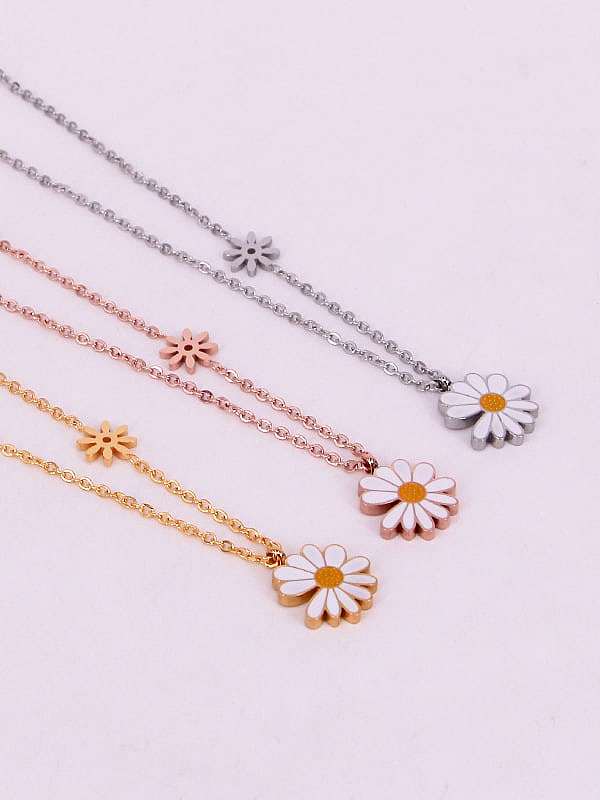 Titanium Enamel Flower Minimalist Necklace