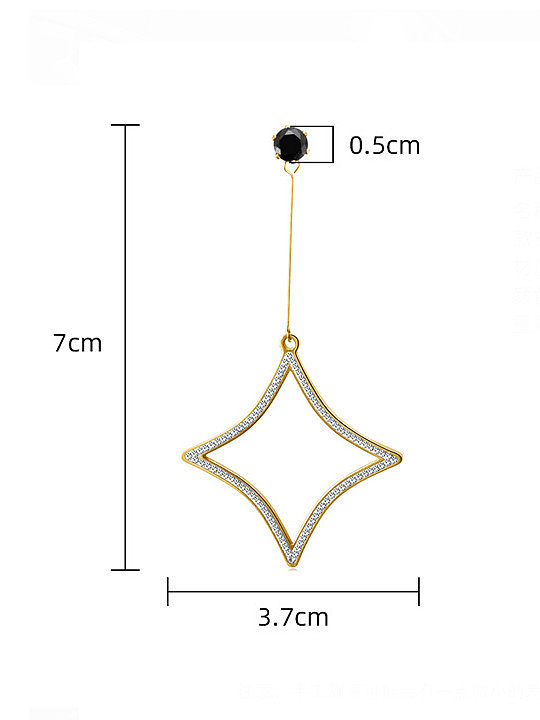 Titanstahl Strass Geometrischer minimalistischer Kronleuchter-Ohrring