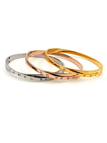 Titanium Rhinestone Number Minimalist Band Bangle