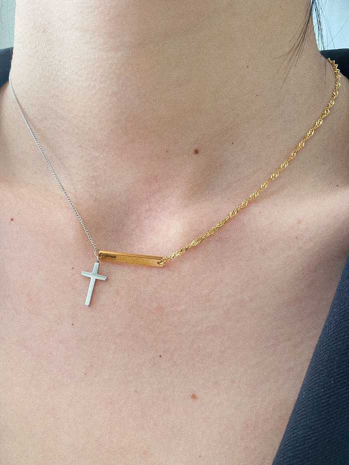 Minimalistische Halskette mit Kreuz aus Titanstahl