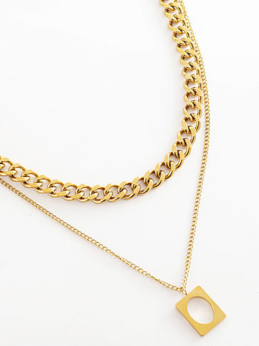Geometrische Vintage Multi-Strang-Halskette aus Titanstahl