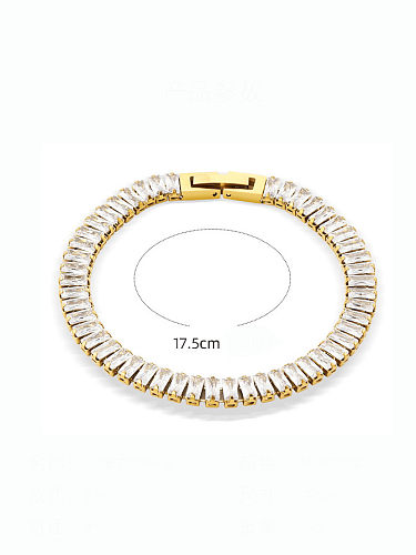 Titanium Steel Cubic Zirconia Geometric Vintage Link Bracelet