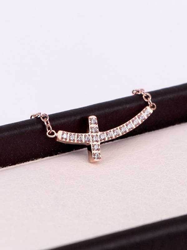 Titanium Cubic Zirconia Cross Dainty Necklace