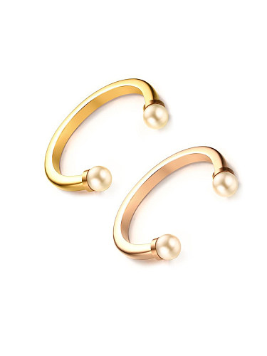 Gold synthetic pearl stainless steel bracelet