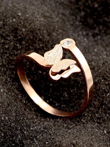 Titanium Cubic Zirconia Butterfly Dainty Band Ring