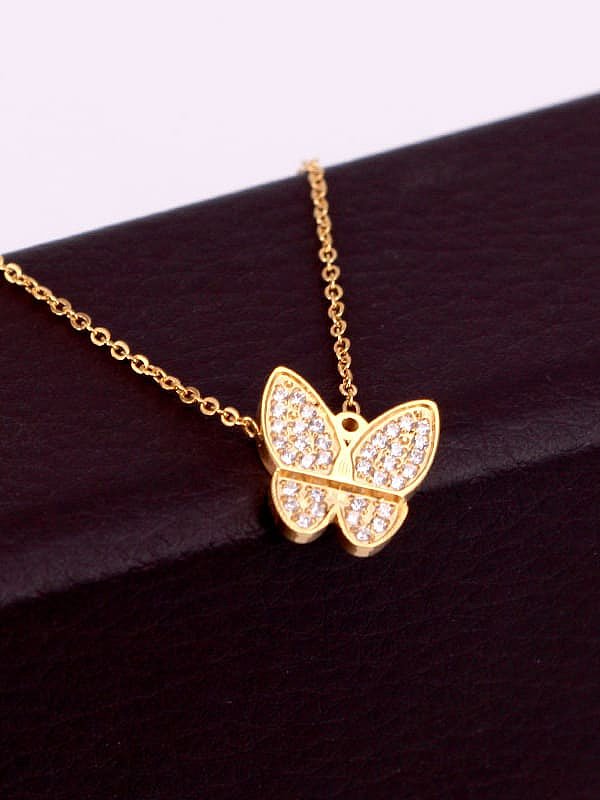 Titan Schmetterling Zirkonia Medaillon zierliche Halskette