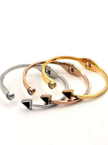 Titanium Cubic Zirconia Triangle Minimalist Cuff Bangle