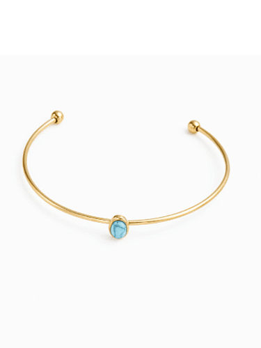 Titanium Steel Turquoise Water Drop Minimalist Cuff Bangle