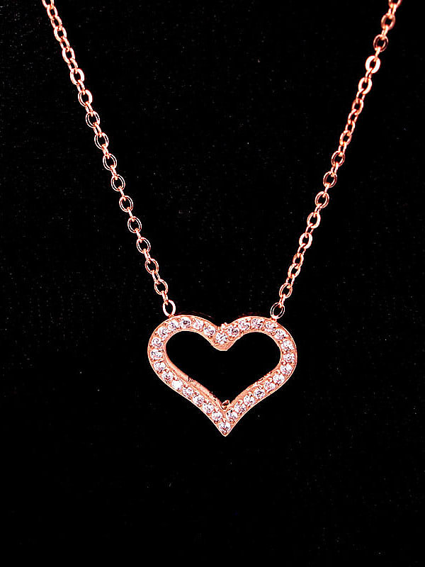 Titanium Cubic Zirconia Heart Dainty Initials Necklace