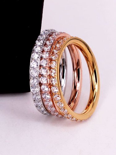 Titanium Steel Cubic Zirconia Round Minimalist Band Ring