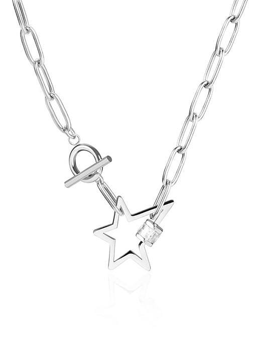 Collier pendentif étoile à cinq branches minimaliste en acier au titane