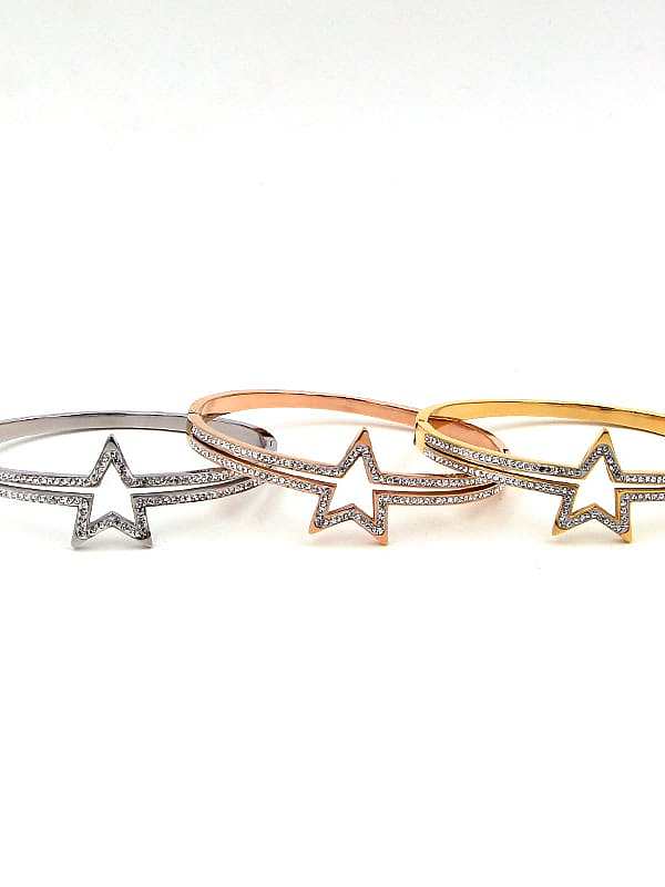 Bracelet manchette minimaliste étoile strass titane