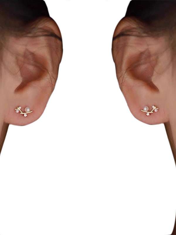 Brass Imitation Pearl Irregular Minimalist Stud Earring