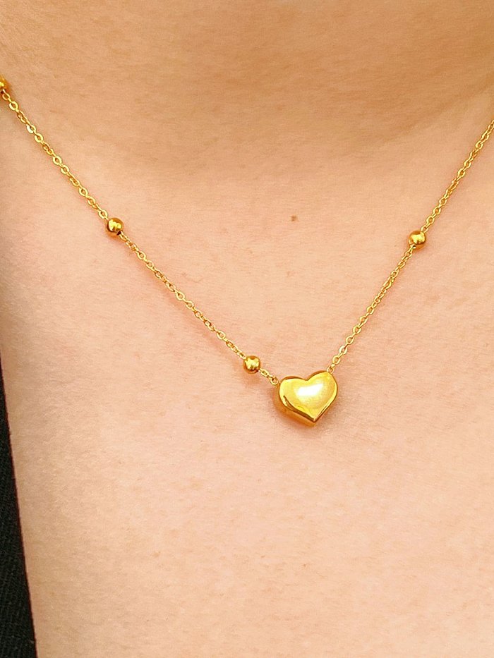 Titanium Steel Heart Minimalist Double Layer Necklace