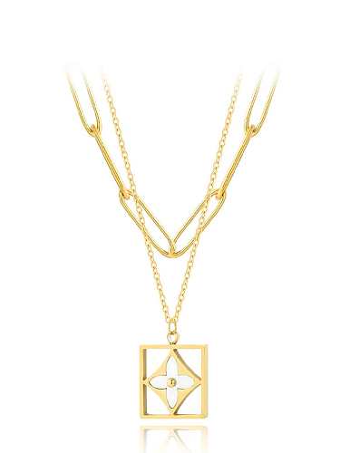 Edelstahl Shell Clover minimalistische geometrische Anhänger Halskette