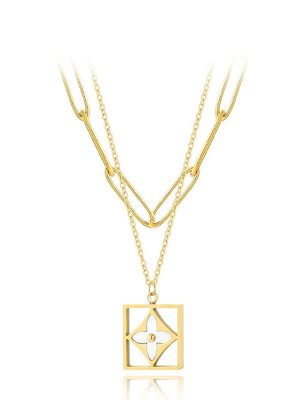 Stainless steel Shell Clover Minimalist Geometric Pendant Necklace