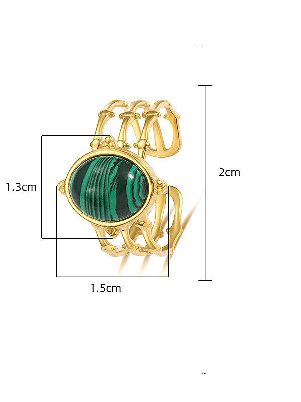 Stainless steel Malchite Geometric Vintage Band Ring