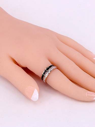 Titanium Letter Cubic Zirconia Number Dainty Band Ring