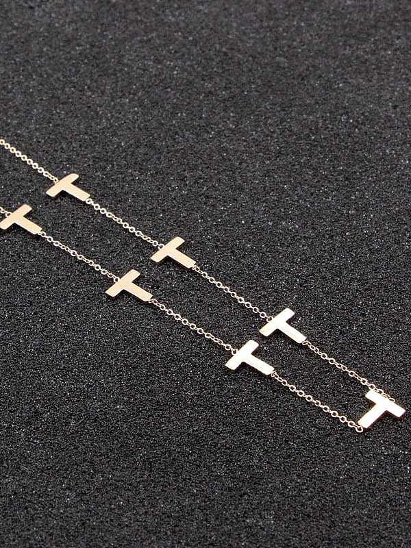 Titanium smooth Letter T Minimalist Necklace
