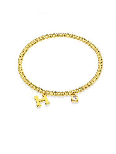 Bracelet perlé minimaliste en acier inoxydable avec lettre