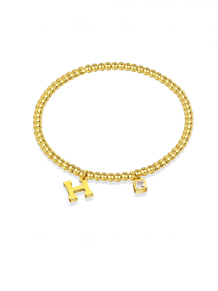 Bracelet perlé minimaliste en acier inoxydable avec lettre